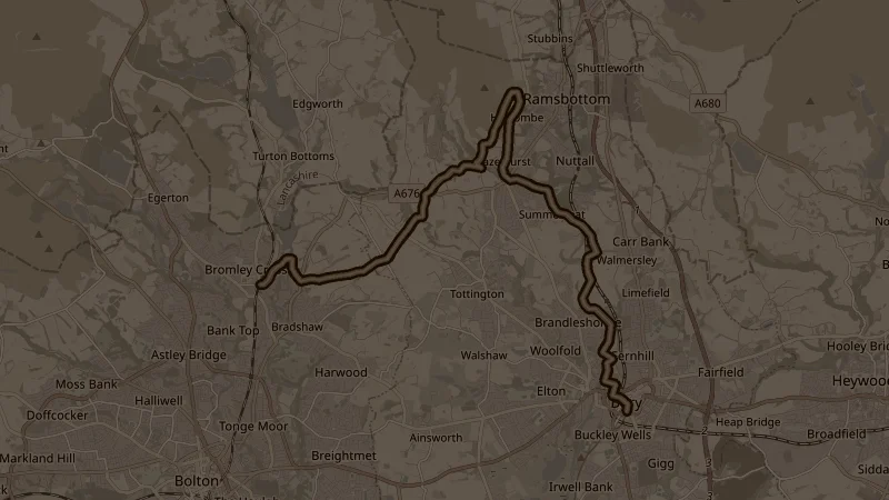 Map of GM Ringway - Stage 13: Bury to Bromley Cross, a 18.7km trail running route in Radcliffe