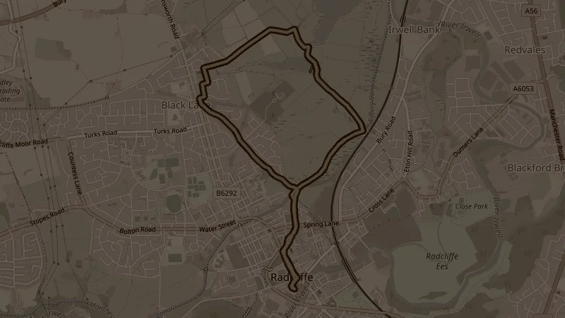Map of Withins Reservoir & Banana Path, a 6.1km trail running route in Radcliffe