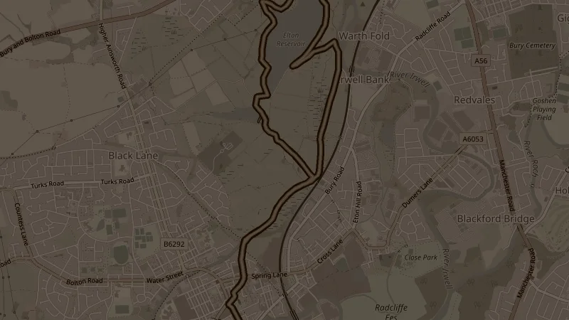 Map of Canal & Around Elton, a 8.3km trail running route in Radcliffe