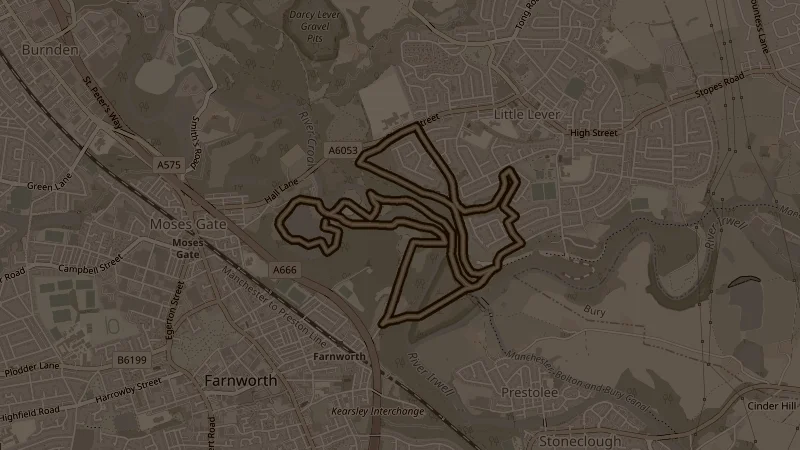 Map of Crompton Lodges & Canal (Long), a 8.2km trail running route in Radcliffe